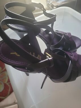 Yves Saint Laurent Deep Purple Strappy High Heel Sandals